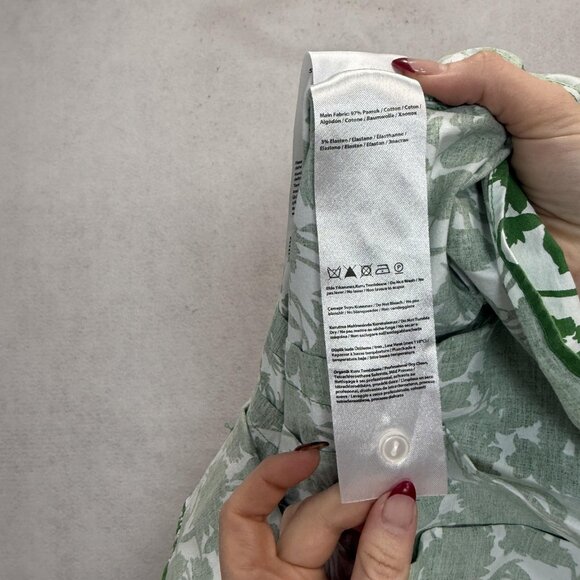 Exquise Shirt Womens 2X Green White Floral Button Front Collared Dolman Top - Picture 7 of 8